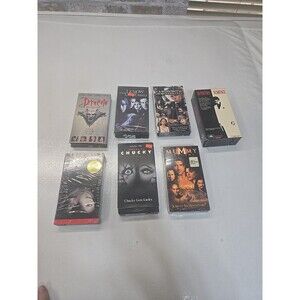 Lot Of 7 VHS Tapes Horror Thriller Action Blair Witch Dracula Bride Of Chucky